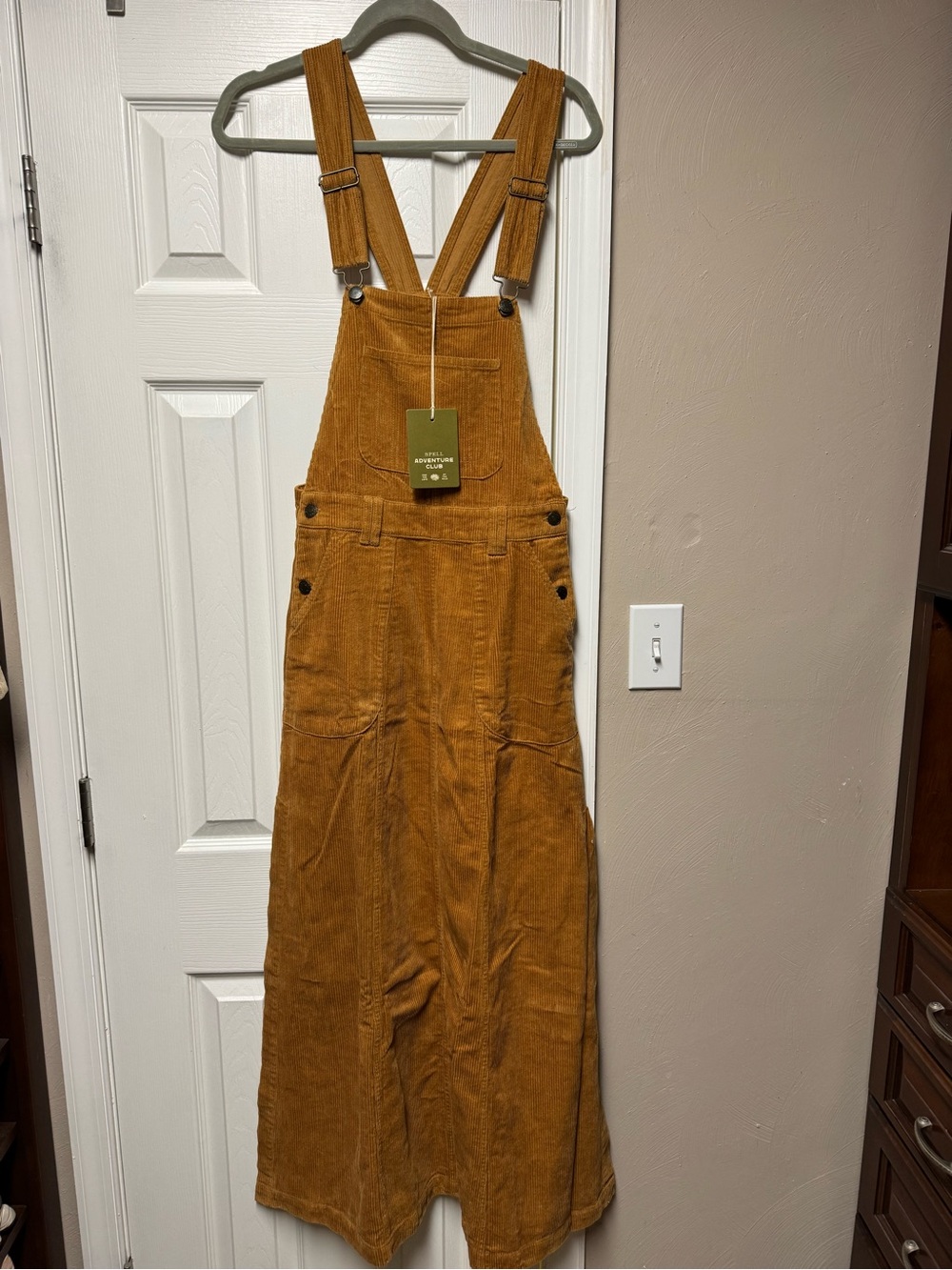 Spell Adventure Club - Summit Cord Overall Dress - Golden Oak - Sz XS - NWT!